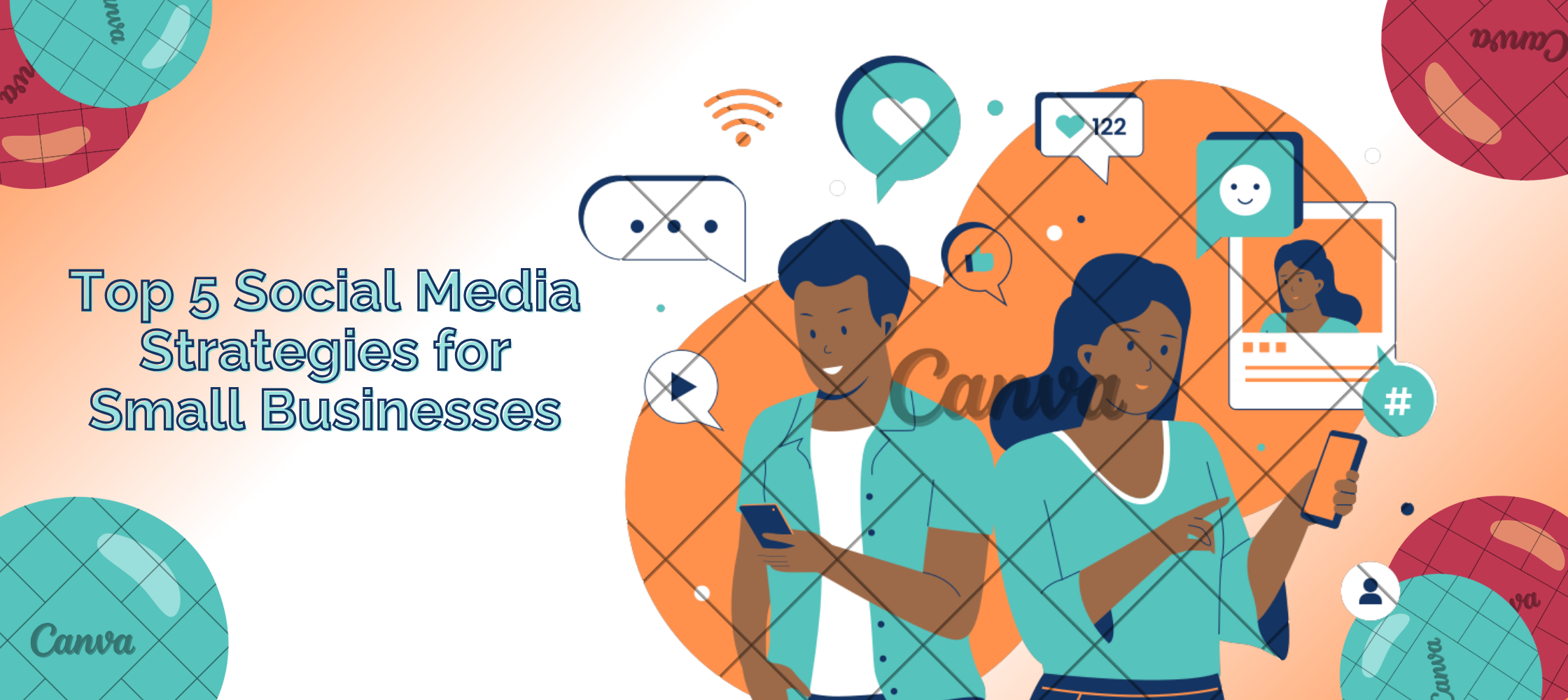 Small business owners planning a social media strategy on the phone
